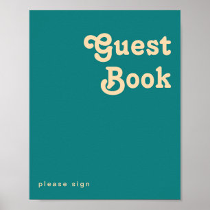 Modern Retro Teal Gastenboek Bord Poster