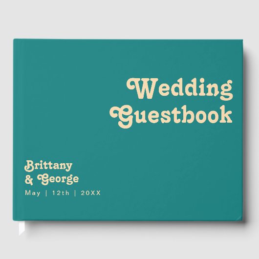 Modern Retro | Teal Trouwboek voor gasten Gastenboek (Voorkant)
