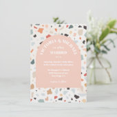 Modern Retro Terrazzo Wedding Arch Kaart (Staand voorkant)