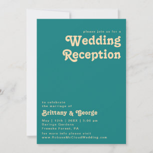 Modern Retro   Tweekleur Trouwreceptie Uitnodiging