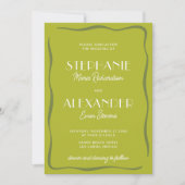 Modern Retro Vibrant Bold Citrus Green Wedding Kaart (Voorkant)