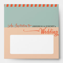 Modern Retro Vinyl Record Oranje Sky Blue Wedding Enveloppen