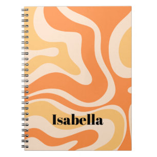 Modern Retro Vloeibare Draai Abstract Patroon Oran Notitieboek