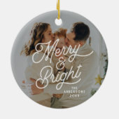 Modern Retro vrolijk en helder foto vet script Keramisch Ornament (Achterkant)