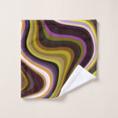 Modern Retro Wave Monogram Green Paars Brown Bad Handdoek (Wasdoekje)