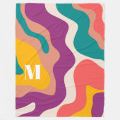 Modern Retro Wave Monogram kleurvol Fleece Deken (Voorkant)