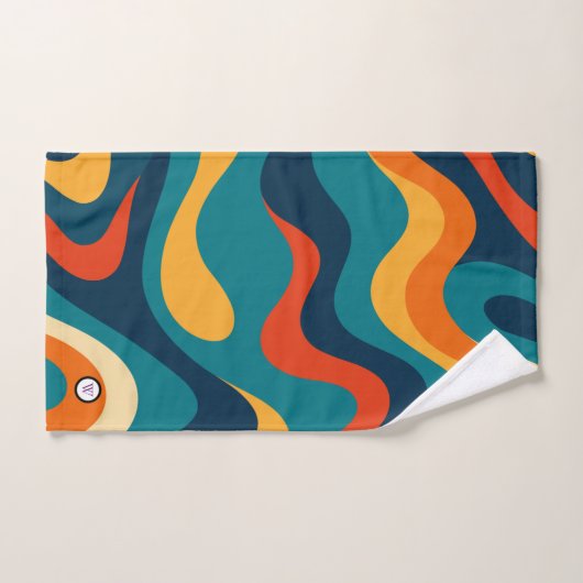 Modern Retro Wavy Abstract Pattern  (Serviette à main)