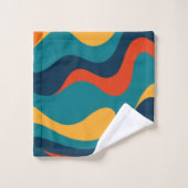 Modern Retro Wavy Abstract Pattern  Bad Handdoek (Wasdoekje)