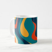 Modern Retro Wavy Abstract Pattern  Koffiemok (Voorkant links)