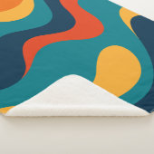Modern Retro Wavy Abstract Pattern  Sherpa Deken (3/4)