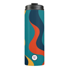 Modern Retro Wavy Abstract Pattern  Thermosbeker