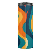Modern Retro Wavy Abstract Pattern  Thermosbeker (Achterkant)