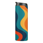 Modern Retro Wavy Abstract Pattern  Thermosbeker (Geroteerd rechts)