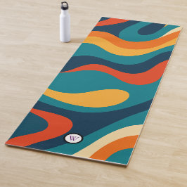 Modern Retro Wavy Abstract Pattern  Yogamat