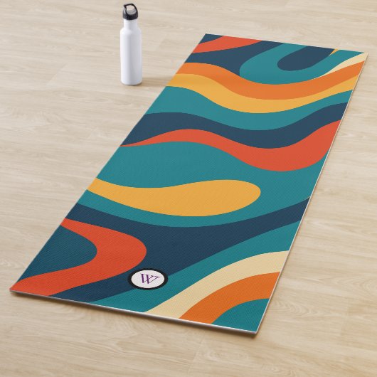 Modern Retro Wavy Abstract Pattern  Yogamat (In situ)