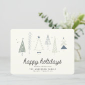 Modern Retro Whimsical Little Tree Forest Family Feestdagenkaart (Staand voorkant)