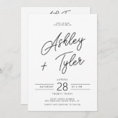 Modern retro whimsical script photo wedding kaart (Voorkant / Achterkant)
