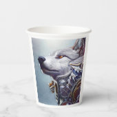 Modern, Retro Wolf Head Papieren Bekers (Achterkant)