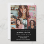 Modern Retro Zwart Wit 4 Foto Afstuderen Kaart (Achterkant)