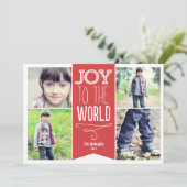 Modern Ribbon Holiday Fotokaarten - Rood Feestdagenkaart (Staand voorkant)