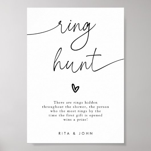Modern Ring Hunt Vrijgezellenfeest Game Sign Poster (Voorkant)