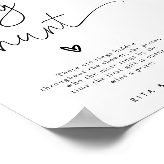 Modern Ring Hunt Vrijgezellenfeest Game Sign Poster (Hoek)