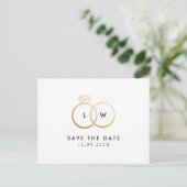 Modern Ring Monogram Eenvoudig De datum opslaan Briefkaart (Staand voorkant)