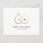 Modern Ring Monogram Eenvoudig De datum opslaan Briefkaart (Voorkant)