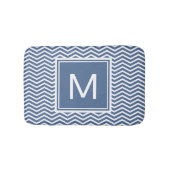 Modern Riverside Blue Chevrons en Monogram Badmat (Voorkant)