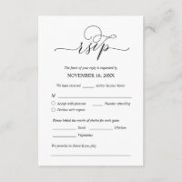 Modern Romantic, Black, Wedding Dinner RSVP