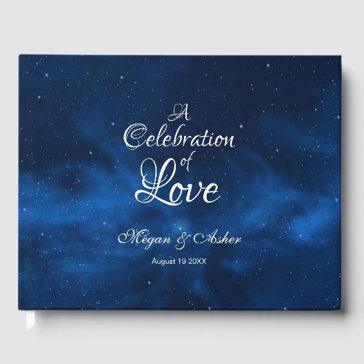 Modern Romantic Blue Universe Gastenboek (Voorkant)