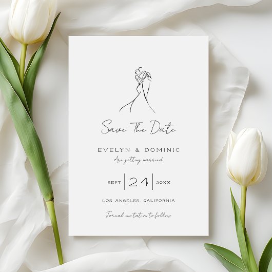 Modern Romantic Bride and Groom Wedding Save The Date