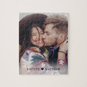 Modern Romantic Couple Photo Monogram Names Legpuzzel
