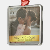 Modern Romantic Engagement Photo Metalen Ornament (Links)