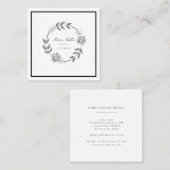 Modern Romantic Floral Black White Classic Vierkante Visitekaartje (Voorkant / Achterkant)