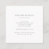 Modern Romantic Floral Black White Classic Vierkante Visitekaartje (Achterkant)