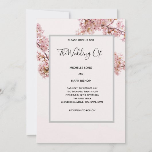 Modern Romantic Floral Wedding Invitation Kaart (Voorkant)