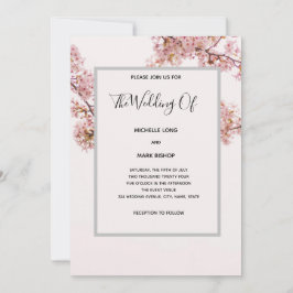 Modern Romantic Floral Wedding Invitation Kaart