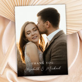 Modern Romantic Handwritten Script Photo Wedding  Bedankkaart