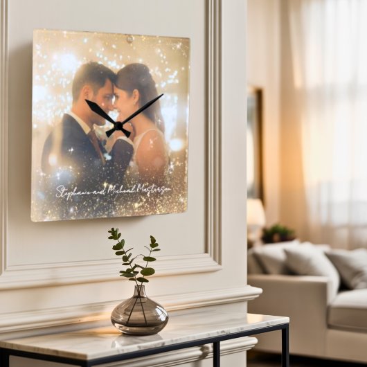 Modern Romantic Love Keepsake Trust Magic Wedding Vierkante Klok