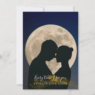 Modern Romantic Moon Couple Silhouette Save The Date