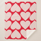 Modern Romantic Red & Roze Hearts Patroon Sherpa Deken (Voorkant)