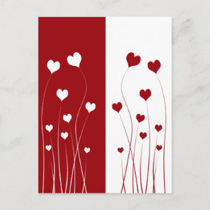 Modern Romantic Red White Love Hearts Briefkaart