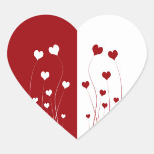 Modern Romantic Red White Love Hearts Hart Sticker