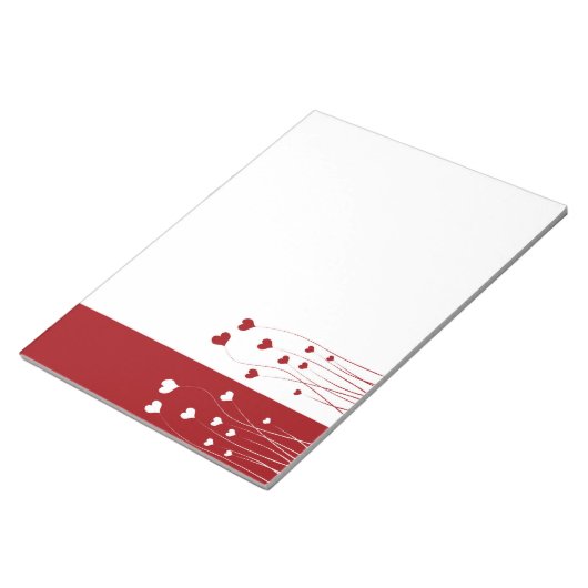Modern Romantic Red White Love Hearts Notitieblok (Schuin)