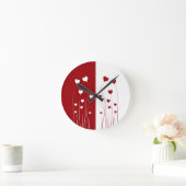 Modern Romantic Red White Love Hearts Ronde Klok (Huis)