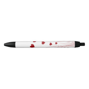 Modern Romantic Red White Love Hearts Zwarte Inkt Pen