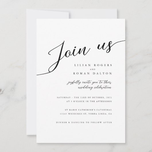 Modern Romantic Script Typography Wedding Kaart (Voorkant)