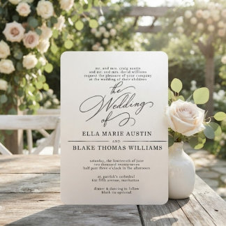 Modern Romantic Script Wedding Invitation