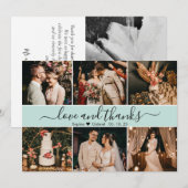 Modern Romantic Typografie 6 Foto Collage Dankj Y Bedankkaart (Voorkant / Achterkant)